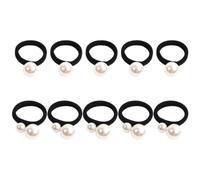 BETOOKY Lot de 10 Élastiques à Cheveux Noirs avec Perles Résistants et Pratiques pour Coiffures Quotidiennes et Cérémonies, Accessoires Élégants pour Femmes et Filles