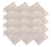 BETOOKY Lot de 12 Pochettes en Coton Lin Beige Cordon, Paquet de Rangement Multifonctions pour Bijoux et Présents, Faciles à Ouvrir et Fermer, pour Usage Quotidien