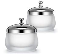 BETOOKY Lot de 2 Coupelles en Cristal Givré Couvercle en Acier Inoxydable, Légères et Rondes, pour Stockage de Liquides de Manucure, pour Salon D’ongles