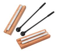 BETOOKY Lot de 2 D'instruments de Percussion en Bois et Métal avec Maillet Timbres Puissants Uniques pour Contemplation et Exercices de Pleine Conscience