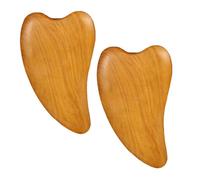 BETOOKY Lot de 2 Outils de Massage en Bois Naturel Cœur Plaque de Grattage Visage Légère et Lisse pour Massothérapie Outil de Grattage Visage Portable Accessoire Bien-Détente