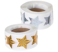 BETOOKY Lot de 2 Rouleaux de Stickers Étoiles Auto-adhésifs en Papier Couché, 1000 Autocollants Décoratifs Brillants, Design Simple et Résistant pour Emballage Présent