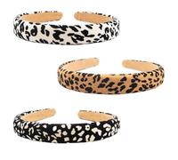 BETOOKY Lot de 3 Bandeaux pour Cheveux Fille à Imprimé Léopard en Tissu Élastique, Décoration Capillaire Élégante pour Festivals et Occasions Spéciales
