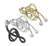 BETOOKY Lot de 3 Pinces à Cheveux en Métal Forme Notes de Musique Décorations en Fausses Perles, Antidérapantes, pour Cheveux Épais et Fins, Coloris Argenté, Noir et Or, Accessoires