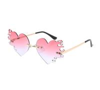 BETOOKY Lunettes de Soleil sans Monture Rose, Cœur Flamme, Métal PC