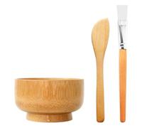 BETOOKY Masque Facial en Bois avec Pinceau et Spatule, Ensemble 3 Pièces pour Soins du Visage Diy, Kit Accessoires Naturels pour Masque Visage, Usage Maison et Salon de Beauté