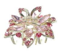BETOOKY Mini Pince à Cheveux Strass Légère en Métal Strass Rose, Facile à Ouvrir et Fermer, pour Mariage et Coiffure Femme