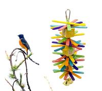 BETOOKY Mordre pour Perroquet et Oiseaux Petits et Moyens, Suspendu Coloré Clochettes Multiples, Blocs D’Alphabet en Bois Non Toxique, Accessoire Ludique pour Cage et Plusieurs Styles