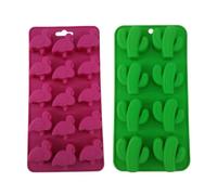BETOOKY Moules en Silicone Flexibles 2 Pcs pour Décoration de Gâteaux Cactus et Flamant Rose, Démoulage Facile, pour DIY Gâteau la Maison
