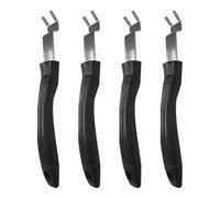 BETOOKY Outil de Levage de Grille 4 Pièces en Acier Inoxydable | Poignée Longue Antidérapante Noire, Usage Extérieur et Camping, pour Surfaces Chaudes et Aliments