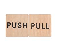 BETOOKY Panneaux de Porte en Bois 2pcs Instructions Claires Pousser et Tirer pour Portes Vitrées, Design Simple, Faciles à Utiliser, Adaptés aux Restaurants et Bureaux