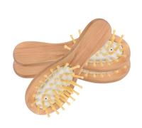 BETOOKY Peigne en Bois Mini Portable 3 Pièces pour Massage Cuir Chevelu, Peigne Multifonction Antichute et Stimulation Circulation, Soins Capillaires Voyage