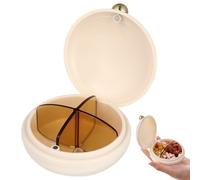BETOOKY Pilulier de Voyage Compact à Compartiments Étanches, Petit Organisateur Rond en Silicone et Abs, Distributeur de Pilules Portable Blanc Casse, Boîte à Remède Légère pour Usage