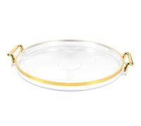 BETOOKY Plateau Décoratif Rond Transparent Bordure Dorée, Grand Plateau de Service pour Apéritifs et Rangement de Collations, Utilisation Maison ou Bureau