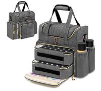 Betoores Sac de Rangement Vernis à Ongle, Sac Organisateur pour 70 Flacons de Vernis à Ongles et Lampe à Ongles UV, Gris