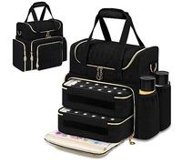 Betoores Sac de Rangement Vernis à Ongle, Sac pour 70 Flacons de Vernis à Ongles (15ml/0.5 FL.oz) et Lampe à Ongles UV, Organisateur pour Accessoires de Nail Art, Noir