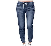 Betory Pantalon Shaping Skinny Femme en Jean à Lanterne à Lacets à Taille Moyenne pour Femme, Pantalon décontracté en Denim Pantalon Long à Lacets Femmes Lantern Jeans