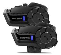 BETOWEY Intercom Moto Duo pour 2 Casques, Kit Main Libre Moto B2X Bluetooth 5.1 avec Partage De Musique, Assistant Vocal, Distance D'Intercom Jusqu'à 800-1000 Mètres (2 Pièces)