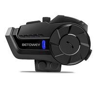 BETOWEY Intercom Moto, Kit Main Libre Moto B2X Bluetooth 5.1 avec Partage De Musique, Assistant Vocal, Distance D'Intercom Jusqu'à 800-1000 Mètres (1 Pièce)