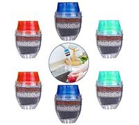 BETOY 6Pièces Mini Filtre à Eau pour Robinet Maison Cartouche de Noix de Coco Charbon Robinet l'eau du Robinet Propre purificateur Filtre,Rond à Charbon Actif 5 Couches Home Eau Purifiée Robinet