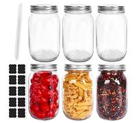 Betrome Lot de 6 bocaux en verre avec couvercle hermétique en caoutchouc réutilisable pour confiture, café, thé, miel, haricots, épices