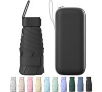 Betrynidil Parapluie Pliable Mini de Poche pour Voyage - Compact, Léger, Portable - Parapluie Anti-UV avec Boucle - Pour Femmes et Hommes (Noir)