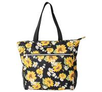 Betsey Johnson 15.6 Inch Zipper Beach Tote Bag with Cosmetic Pouch Lightweight Large Durable Polyester with Mesh Side Pockets for Gym Work, Sunflowers