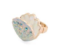 Betsey Johnson Bague Cristal Coquille de Palourde en Plaqué Or Bleu et Blanc Taille Réglable