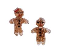 Betsey Johnson Boucles d'oreilles en forme de pain d'épices pour femme, bijoux festifs, plaqué or, plastique et paillettes brunes, clous