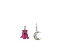 Betsey Johnson Boucles d'oreilles 'Halloween Katze & Mond' magenta / argent, Taille One Size
