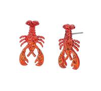 Betsey Johnson Boucles d'oreilles homard pour femme - Bijoux amusants et vibrants - Plaqué argent - Orange et cristal - Clous d'oreilles