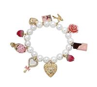 Betsey Johnson Bracelet avec cœurs de bonbons pour la Saint Valentin, One Size, Métal imitation perle, Pas de pierre précieuse