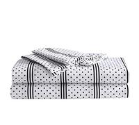 Betsey Johnson | Collection Dots & Stripes | Parure de lit en Microfibre Douce et Confortable, Lisse et Infroissable, Lavable en Machine pour Un Entretien Facile, très Grand lit, Gris