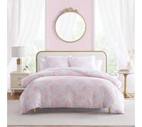 Betsey Johnson - Ensemble de Housse de Couette pour Grand lit, literie en Satin Luxueux avec taies Assorties, décoration d'intérieur Soyeuse pour Les Cheveux et la Peau (Jardin Papillon, Rose, Grand