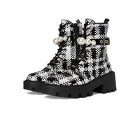 Betsey Johnson Femme Jonnie Bottine, Plaid Blanc et Noir, 37.5 EU