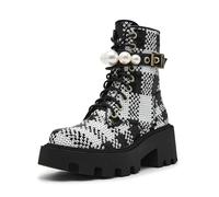 Betsey Johnson Femme Jonnie Bottine, Plaid Noir et Blanc, 41 EU