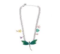 Betsey Johnson Garden Glam Collier libellule pour femme, bijou vibrant et élégant, plaqué argent, plastique coloré et cristal
