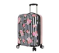 Betsey Johnson Valise Rigide Extensible (ABS + PC) de 50,8 cm, légère et Durable avec 8 roulettes pivotantes pour Femme, Roses rayées, 51 cm, Loisirs