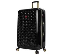 Betsey Johnson Valise Rigide Extensible résistante aux Rayures (ABS + PC) - Sac léger avec 8 roulettes pivotantes - 76,2 cm, Heart to Heart - Noir, 76.20 cm, Loisirs