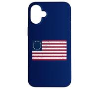 Betsy Ross Flag T-Shirt à Motif Drapeau Betsy Ross Vieilli Coque pour iPhone 16 Plus