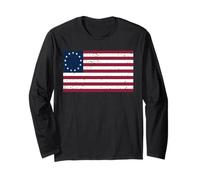 Betsy Ross Flag T-Shirt à Motif Drapeau Betsy Ross Vieilli Manche Longue