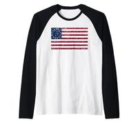 Betsy Ross Flag T-Shirt à Motif Drapeau Betsy Ross Vieilli Manche Raglan