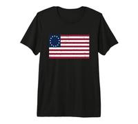 Betsy Ross Flag T-Shirt à Motif Drapeau Betsy Ross Vieilli T-Shirt Haut de Gamme