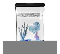 Betta Aquarium à poissons, avec trou d'alimentation, pour rôtir Bettaa, mini réservoir à poissons en verre, avec plateau rectangulaire, avec trou d'alimentation pour les rôtis d'élevage, perchoir à