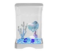 Betta Aquarium Tank - 4k HD Desk Fish Bowl | Small Ornamental Aquarium with LED Light, Compact Starter kit for Home Office Apartment Decor Clear Viewing Design, Stylish Desktop Display