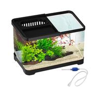 Betta Fish Aquariums - 11,81 x 7,48 x 7,09 pouces AS, récipient transparent en polypropylène | Élégant bol de poisson de bureau avec couvercle et décoration | Réservoir d'aquarium - Nails Turtle Pet