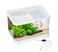 Betta Fish Aquariums, Small Desktop Fish Tank Aquarium Starter Kits, Clear Decorative Landscape Bowl and Feeder for Shrimp, Guppy, Turtle, Jellyfish, Pet Lovers, Apartment Use