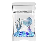 Betta Fish Tank- 350g Lightweight Betta Fish Tank Starter Kit with LED Light | Portable Tabletop Aquarium, Small Aquarium Starter Kits for Betta Shrimp Guppy Jellyfish