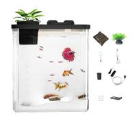 Betta Fish Tank, Acrylic Fish Tank, Small Aquarium Setup, Atmosphere Light Aquarium, Compact Fish Tank, Modern Aquarium Design, Shrimp Habitat Aquarium, Artificial Flower Decors, Freshwater Fish Tank