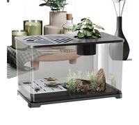 Betta Fish Tank - Aquarium de bureau | Plateforme de tortue | Conteneur moderne avec zone de repos de tortue, décorations d'intérieur pour accessoires de bureau de plantation aquatique
